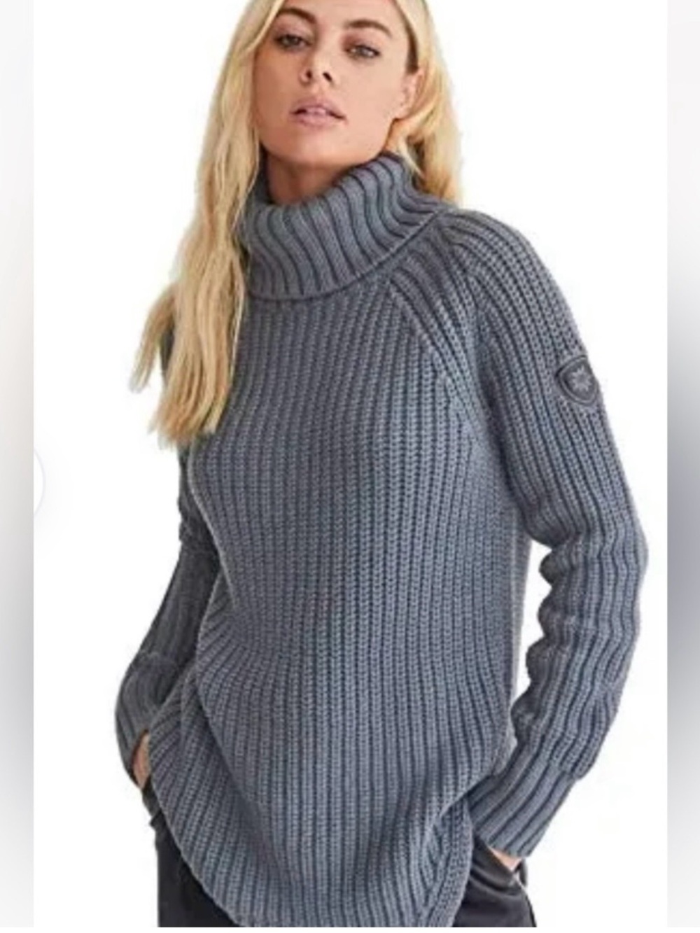 Alp N Rock Gray Chunky Ribbed Turtleneck Sweater